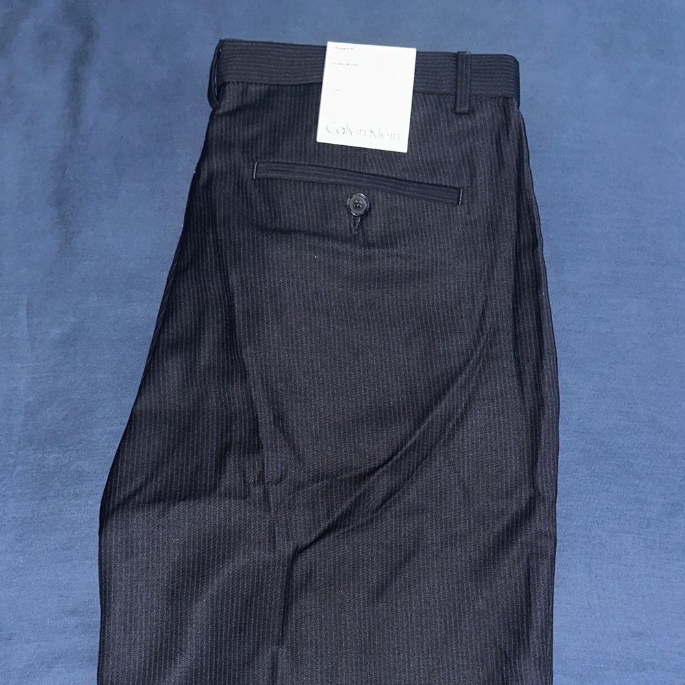 Calvin Klein Men's Dark Pinstripe Dress Trousers